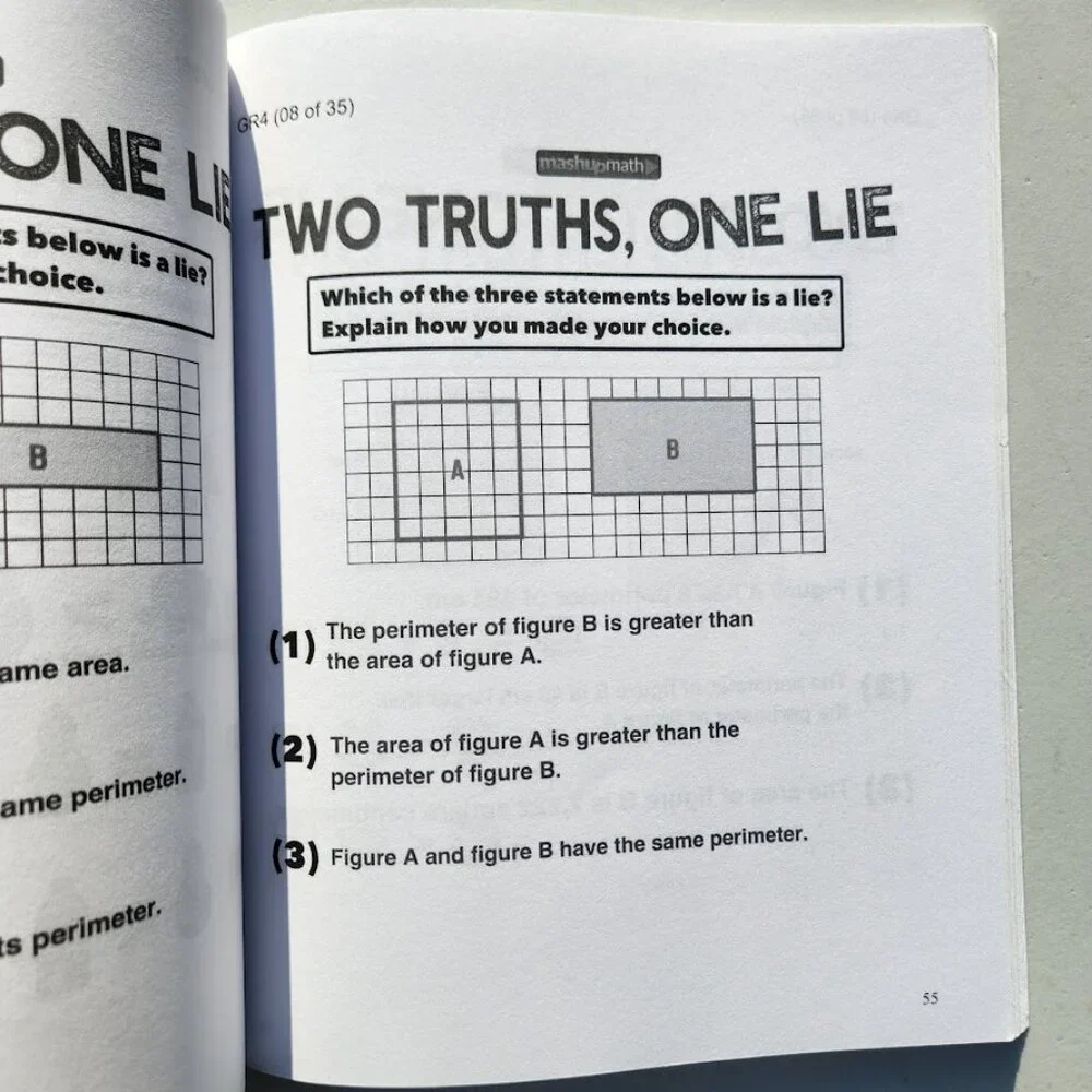 101 Two Truths and One Lie Math Activities Workbook Activity Book for Grades 3
